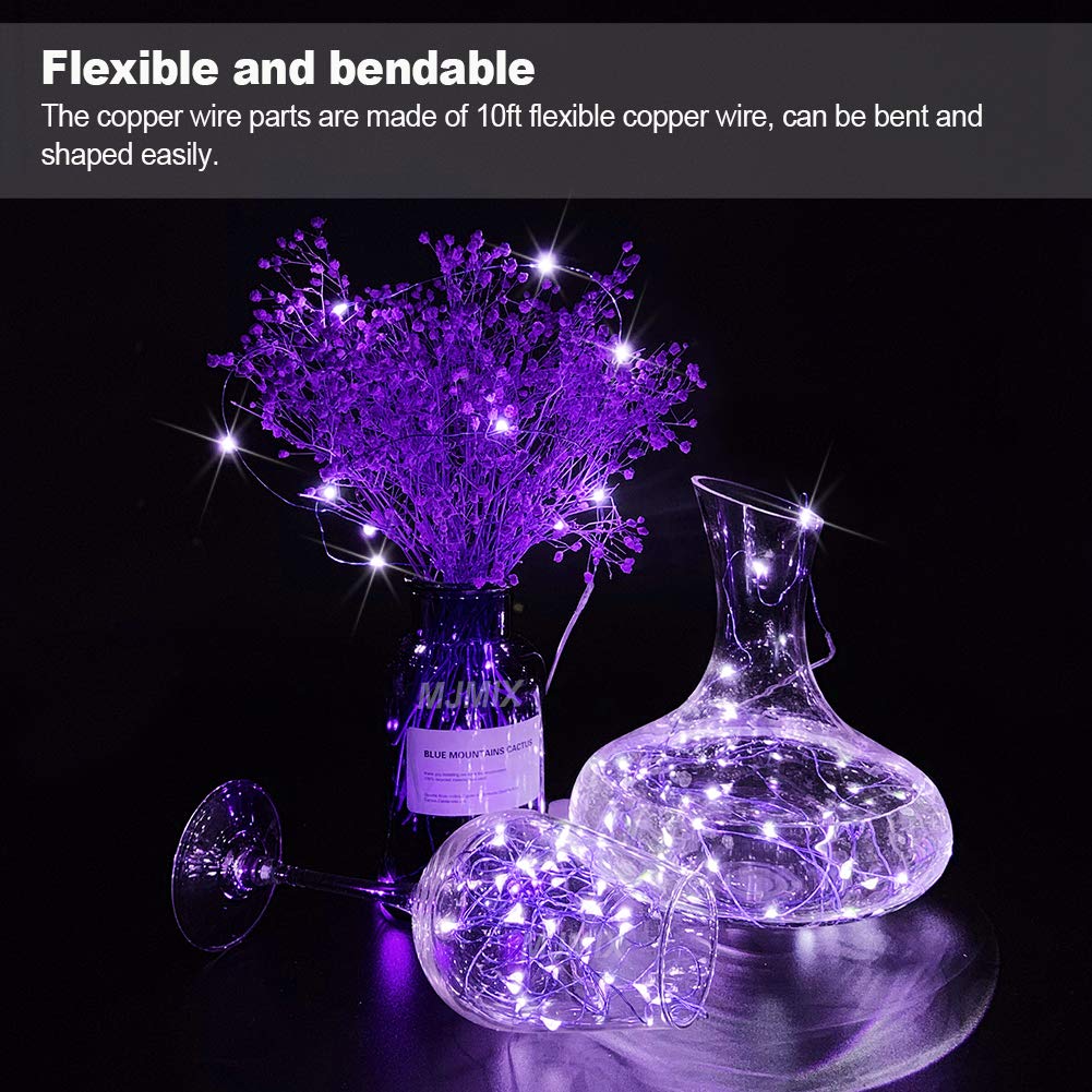 16 Pack 10 ft Battery Operated Fairy Lights - 30 LED Waterproof Mini String Lights with Copper Wire for DIY, Halloween, Christmas Decor - Purple Starry Firefly Lights for Bedroom, Garden, Wedding & Party Decorations