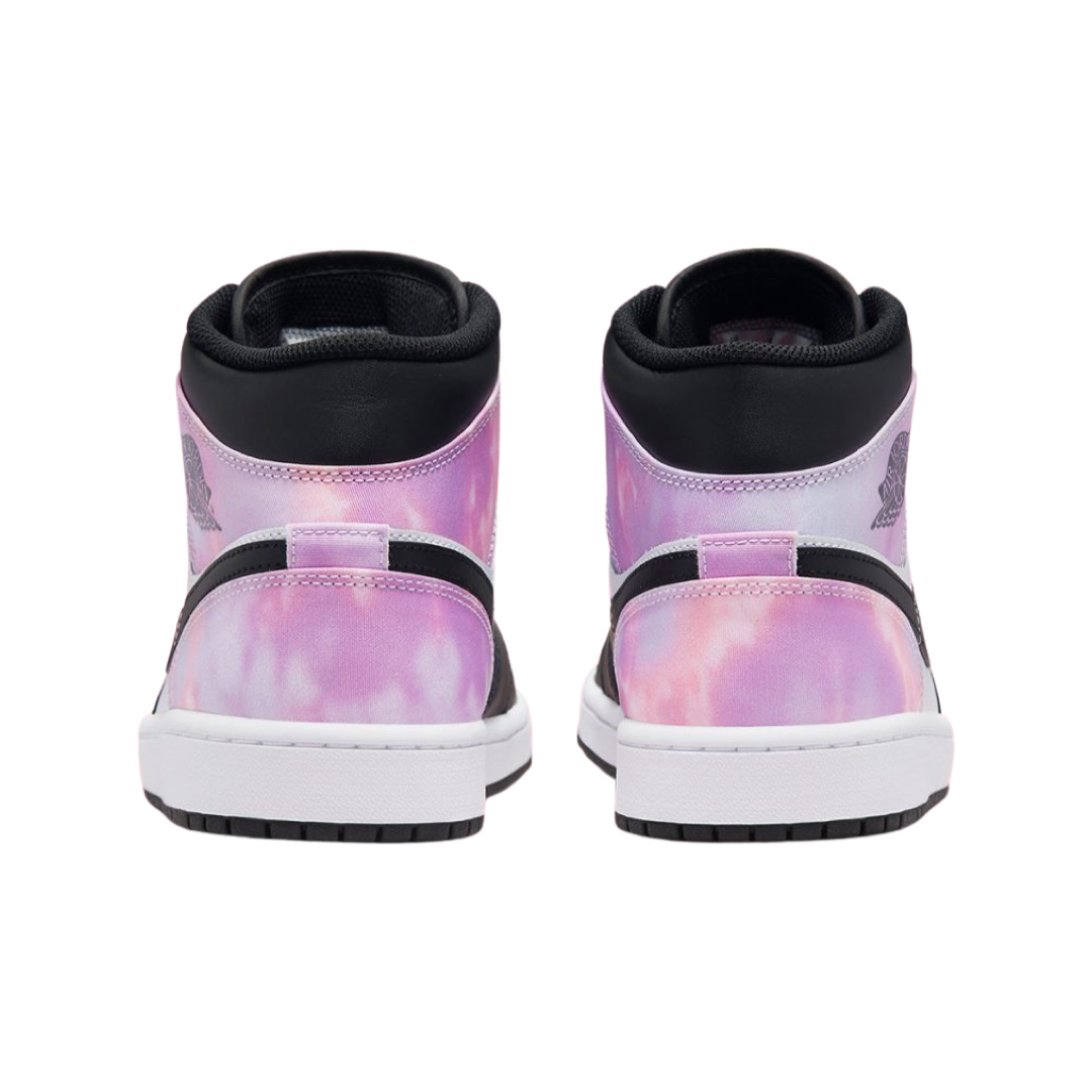 Air Jordan 1 Mid GS Sneakers - Zen Master Tie Dye Bleached Coral White Basketball Shoes for Girls - Perfect for School, Sports & Streetwear Fashion