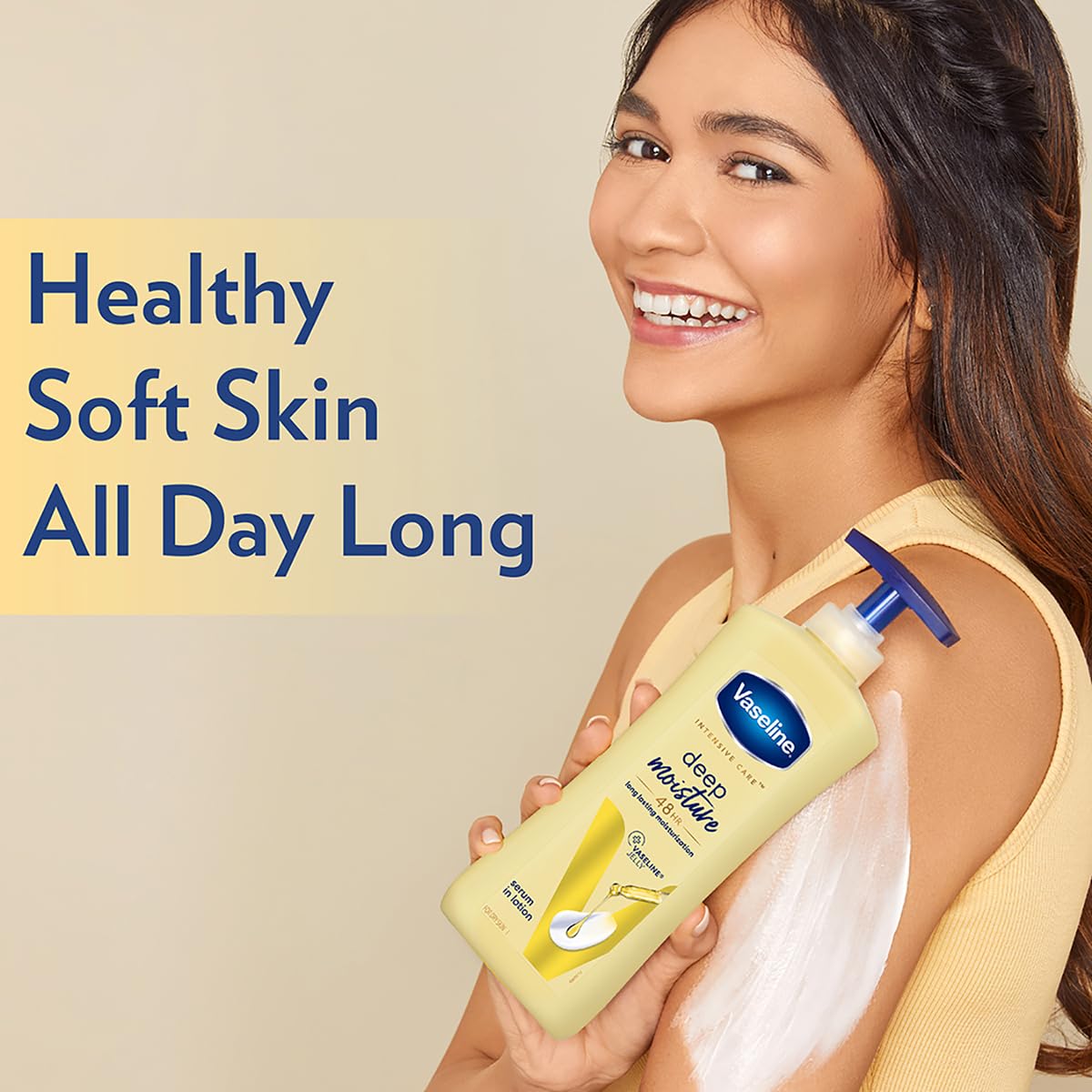 Vaseline Deep Moisture Serum Body Lotion 13.5 fl oz (400ml) with Glycerin for Dry Skin Care - Hydrating & Nourishing Formula for Soft, Smooth Skin | Perfect for Daily Moisturizing After Shower or Before Bed