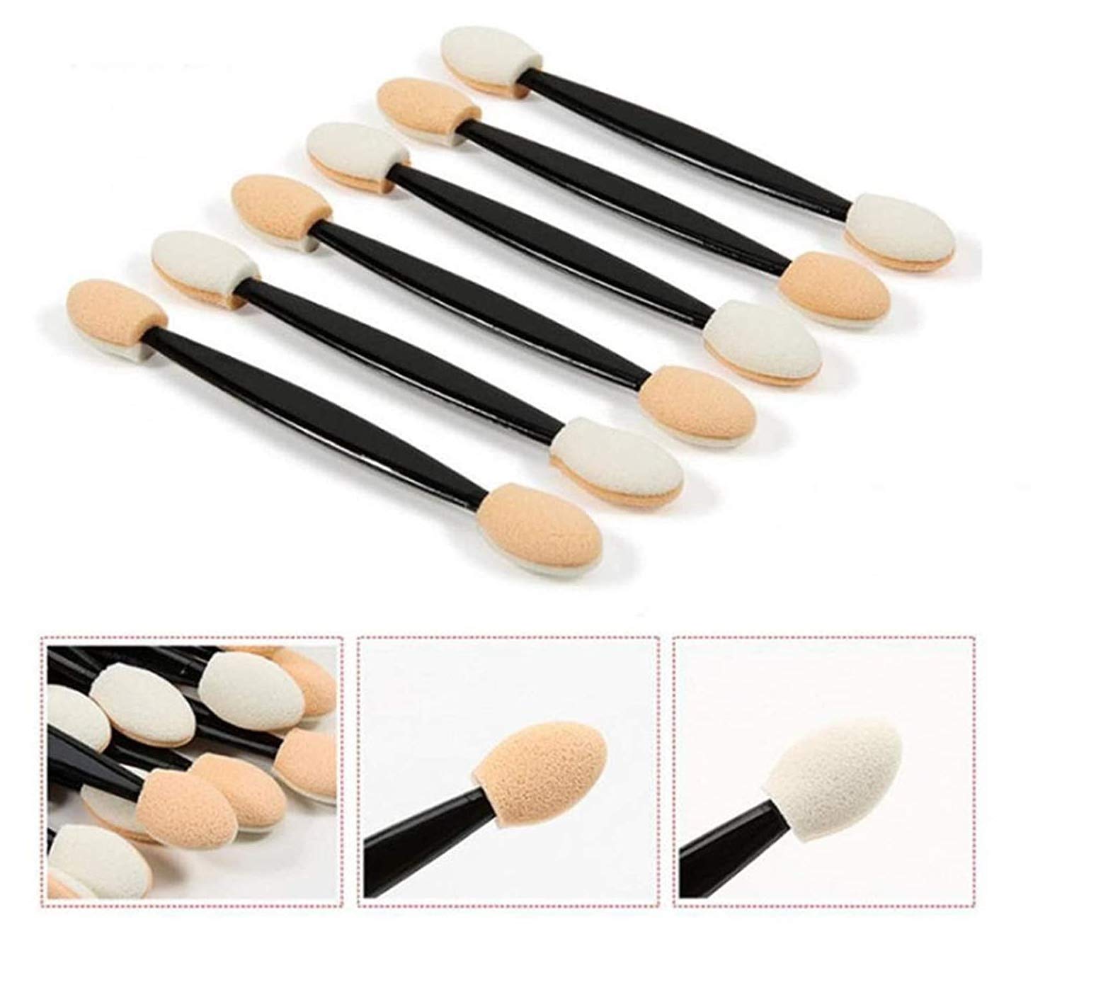 Nidy® Disposable Double-Sided Eye Shadow Brush Sponge Applicator - Oval Makeup Sponge with 12 Cotton Heads for Professional & Everyday Makeup Application | Perfect for Travel, Home Use & Makeup Artists