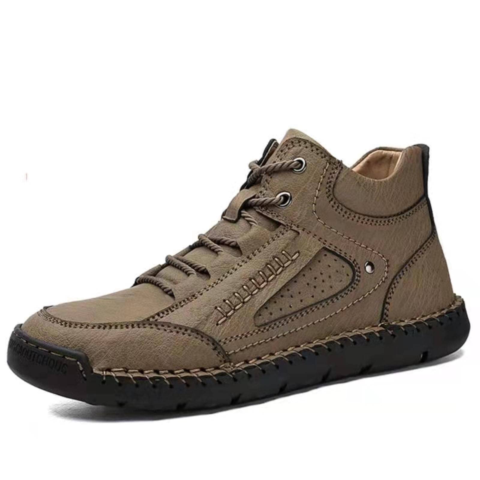 Premium Men's Winter Hiking Boots - Waterproof Leather Snow Boots with Plush Warm Lining, Handmade Soft Leather Motorcycle & Work Boots for Outdoor Adventures, Snow Trekking & Casual Wear