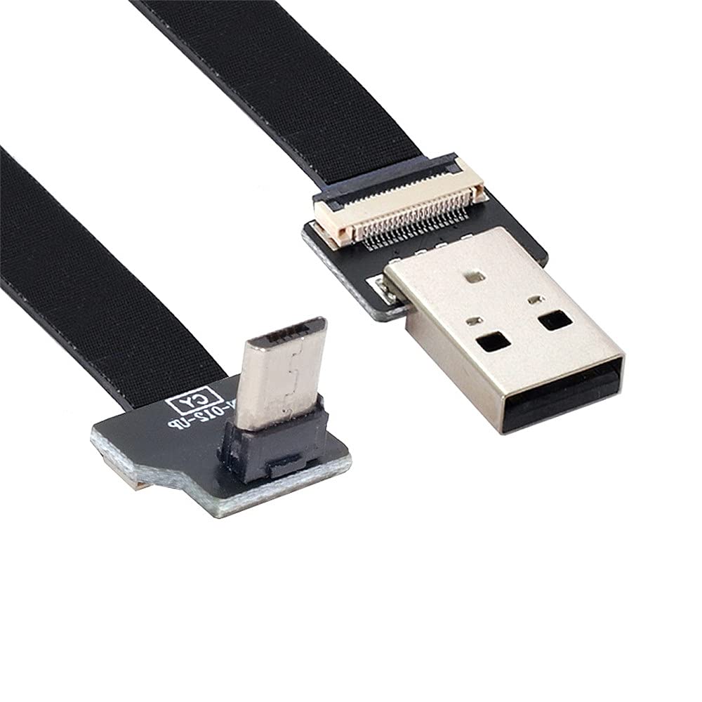 2M Up Angled USB 2.0 Type-A Male to Micro USB 5Pin Male Flat FPC Data Cable for FPV Drones, External Hard Drives & Smartphones - High-Speed Charging & Sync for RC Models, Storage Devices & Mobile Accessories