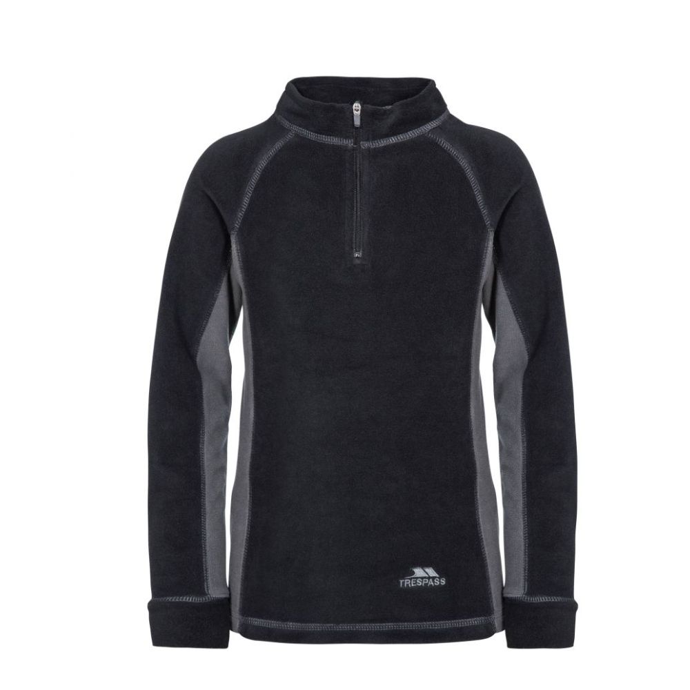 Trespass Bubbles Kids Microfleece Thermal Base Layer Set - Warm Winter Underwear for Boys & Girls (Black) - Perfect for Skiing, Snowboarding & Cold Weather Outdoor Activities