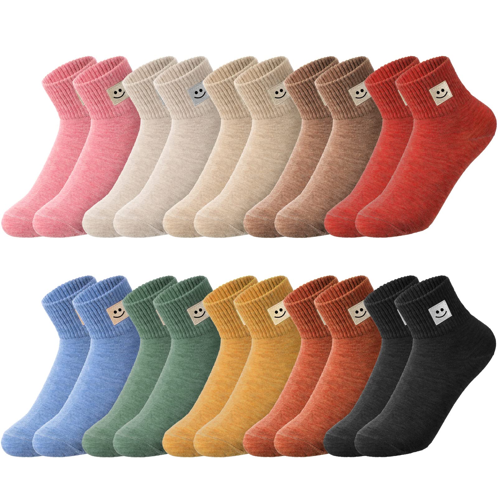 Eurzom 10 Pairs Women's Cotton Crew Socks - Lightweight Ankle Socks for Daily Wear & Gifts