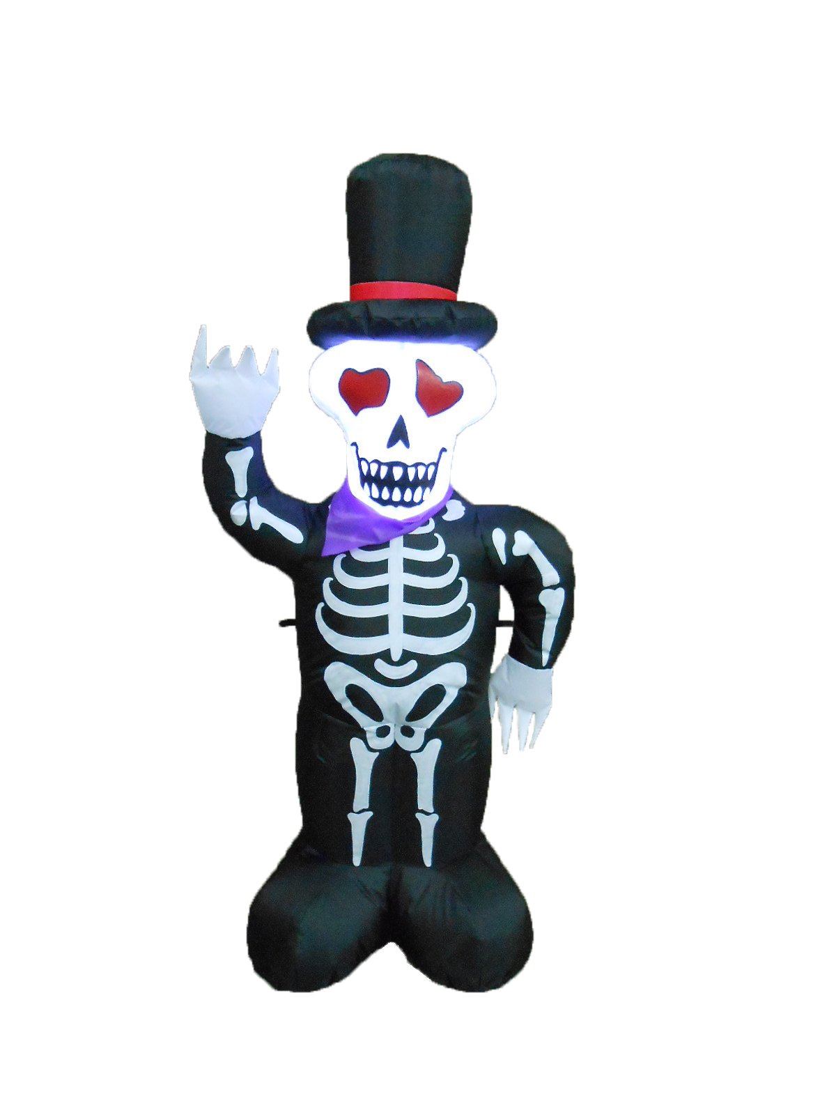 4 Foot Halloween Inflatable LED Lighted Skull Skeleton with Hat - Outdoor/Indoor Holiday Decor, Blow Up Yard & Lawn Decoration for Home, Party, and Family Gatherings - Perfect for Halloween Night, Trick-or-Treat Decor, and Spooky Backyard Displays