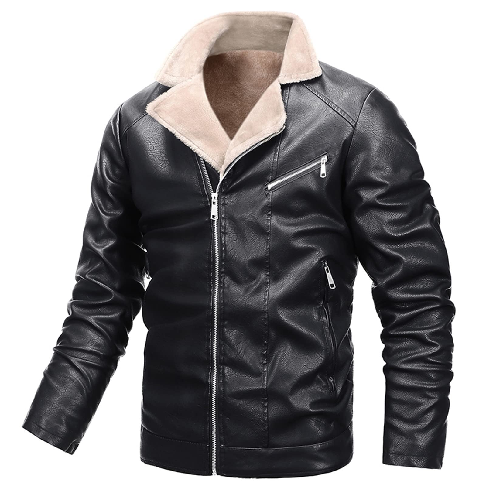 Men's Winter Trench Coat - Velvet & Leather Jacket for Autumn & Winter - Solid Color Long Coat for Men - Perfect for Office, Dating & Outdoor Activities