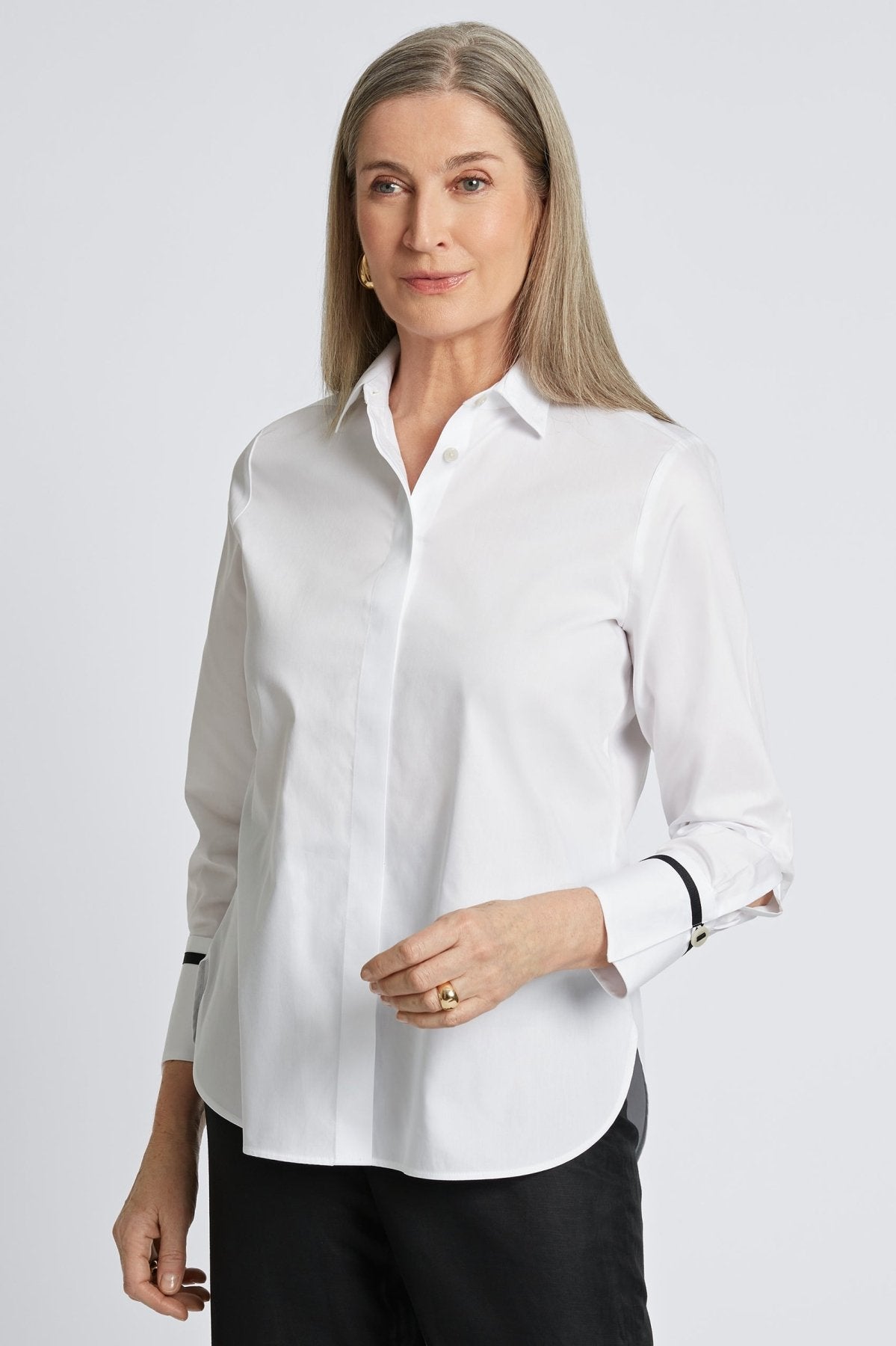 No-Iron Stretch Matte Sateen Long Sleeve Shirt for Women - Comfortable Office & Business Casual Wear