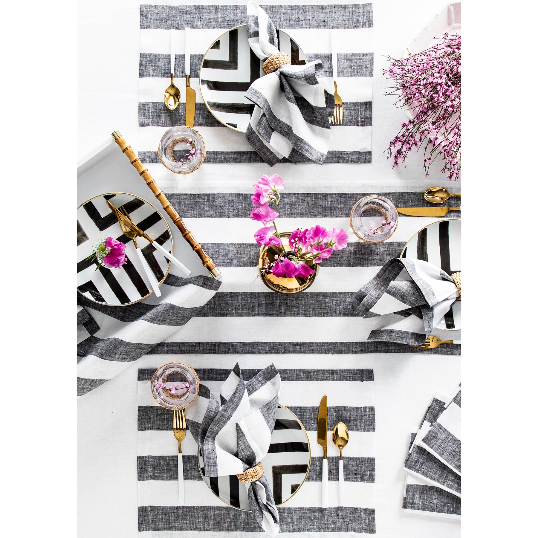 Stylish Cabana Stripe Placemats Set of 4 - Waterproof & Durable Table Mats for Dining, Kitchen, and Outdoor Entertaining