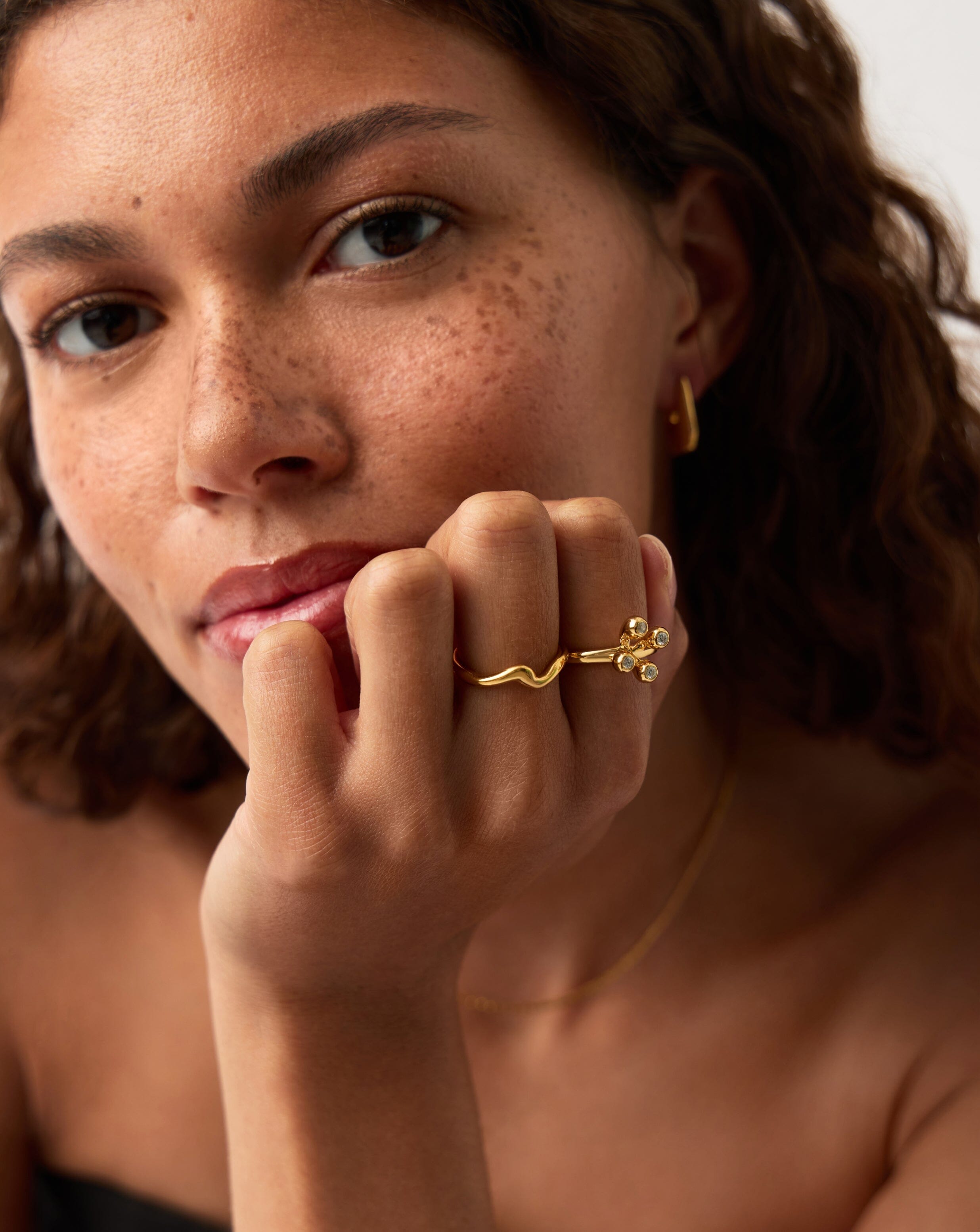 18k Gold Vermeil Atom Ring for Women - Minimalist Stackable Jewelry for Everyday Wear & Special Occasions