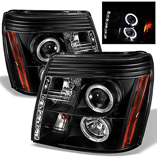 AKKON Black Halo DRL LED Strip & HID Projector Headlights for Cadillac Escalade - Upgrade Daytime Running Lights & Night Visibility (Perfect for Off-Roading, Night Driving & Custom Car Mods)