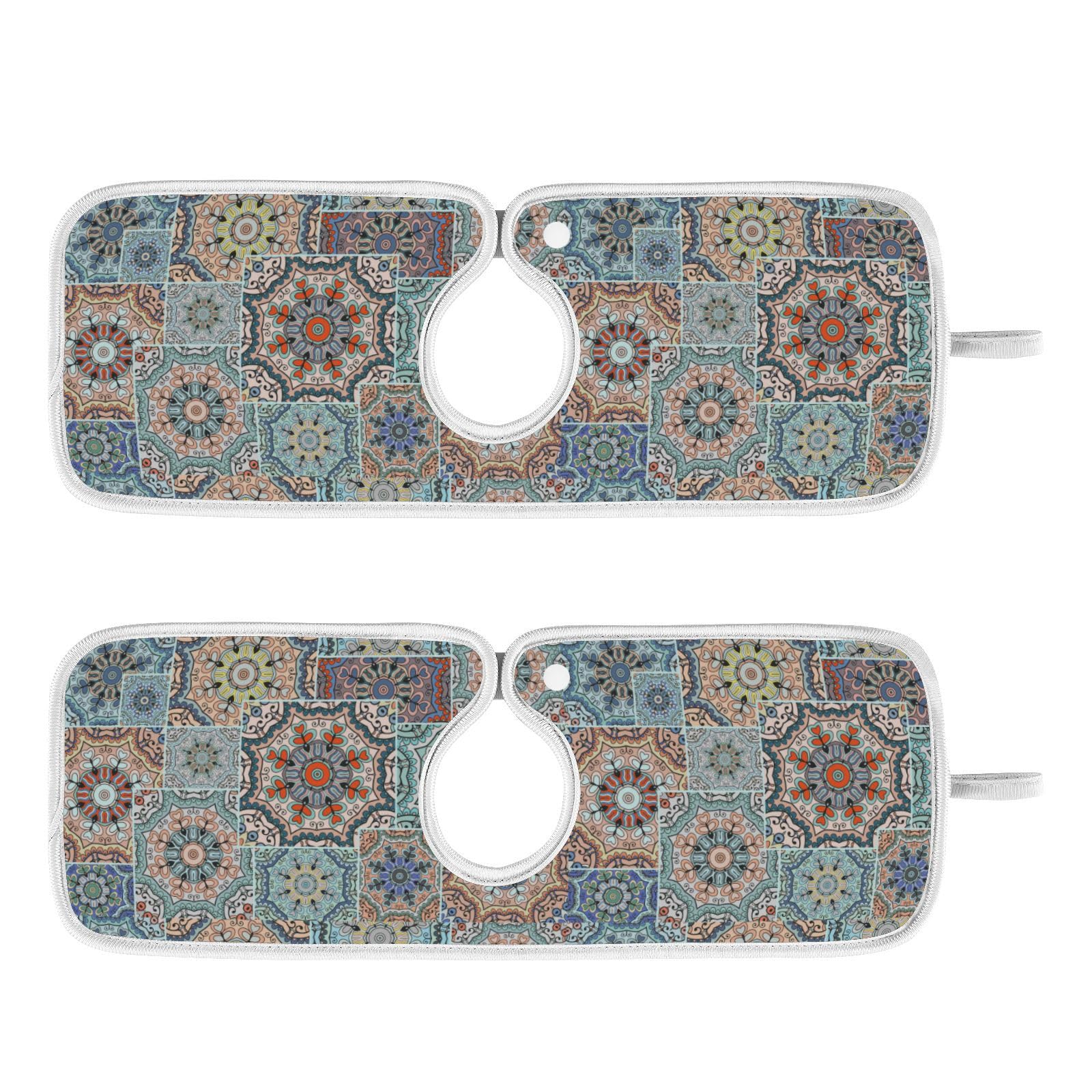 Non-Slip Faucet Splash Guard Mat - 2 Pack Absorbent Sink Protector for Kitchen & Bathroom (23x5 Inch) | Waterproof Mosaic Design for Farmhouse, RV & Home Decor Use