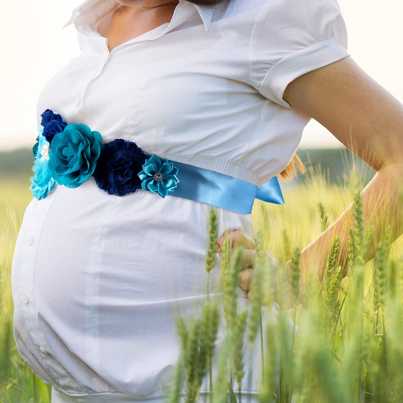 Baby Shower Sash for Mom - Royal Blue Gender Reveal Keepsake
