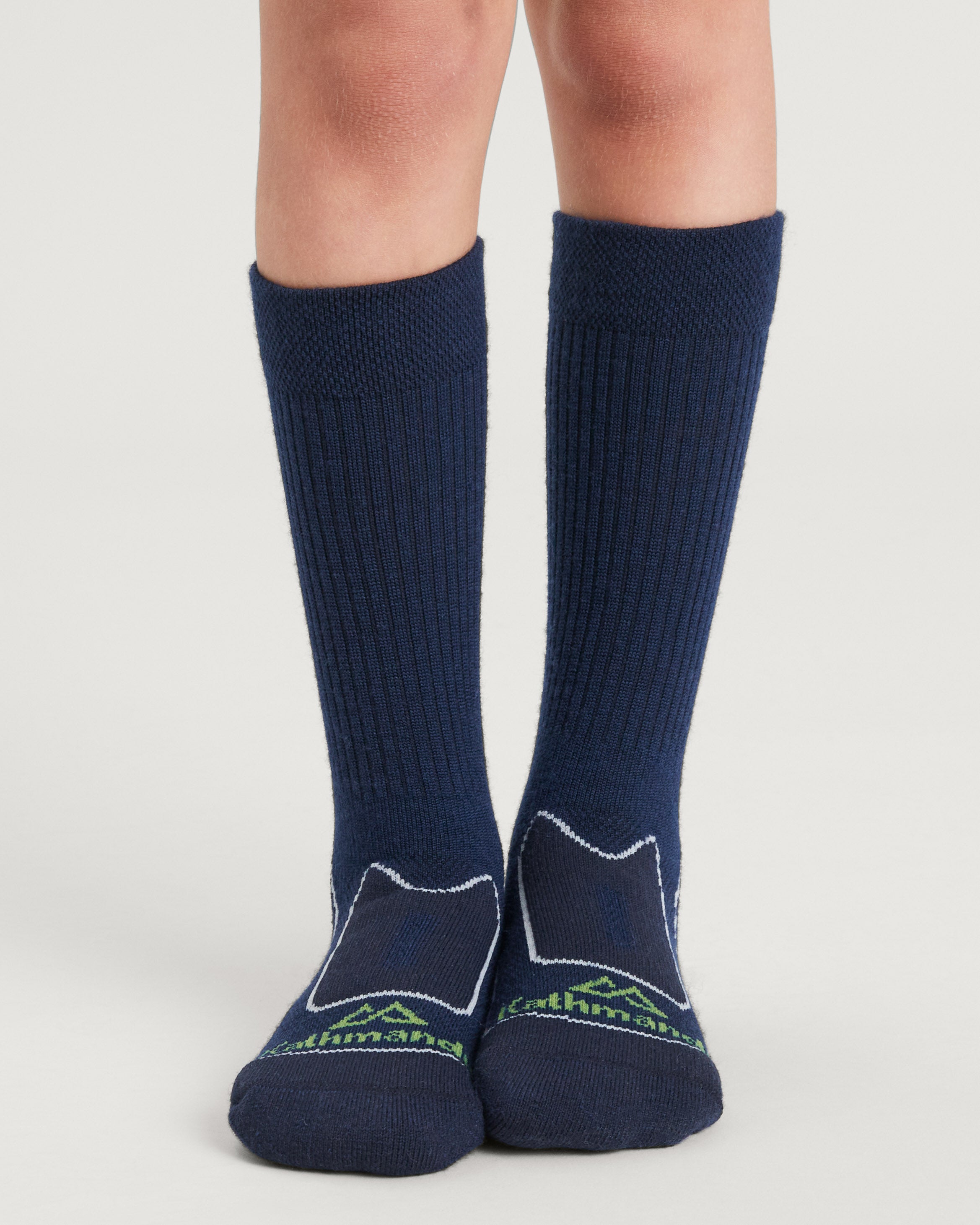 Kids' NuYarn Ergonomic Hiking Socks - Breathable & Cushioned for Outdoor Adventures (Midnight Navy) - Perfect for Camping, Backpacking & Trail Hiking
