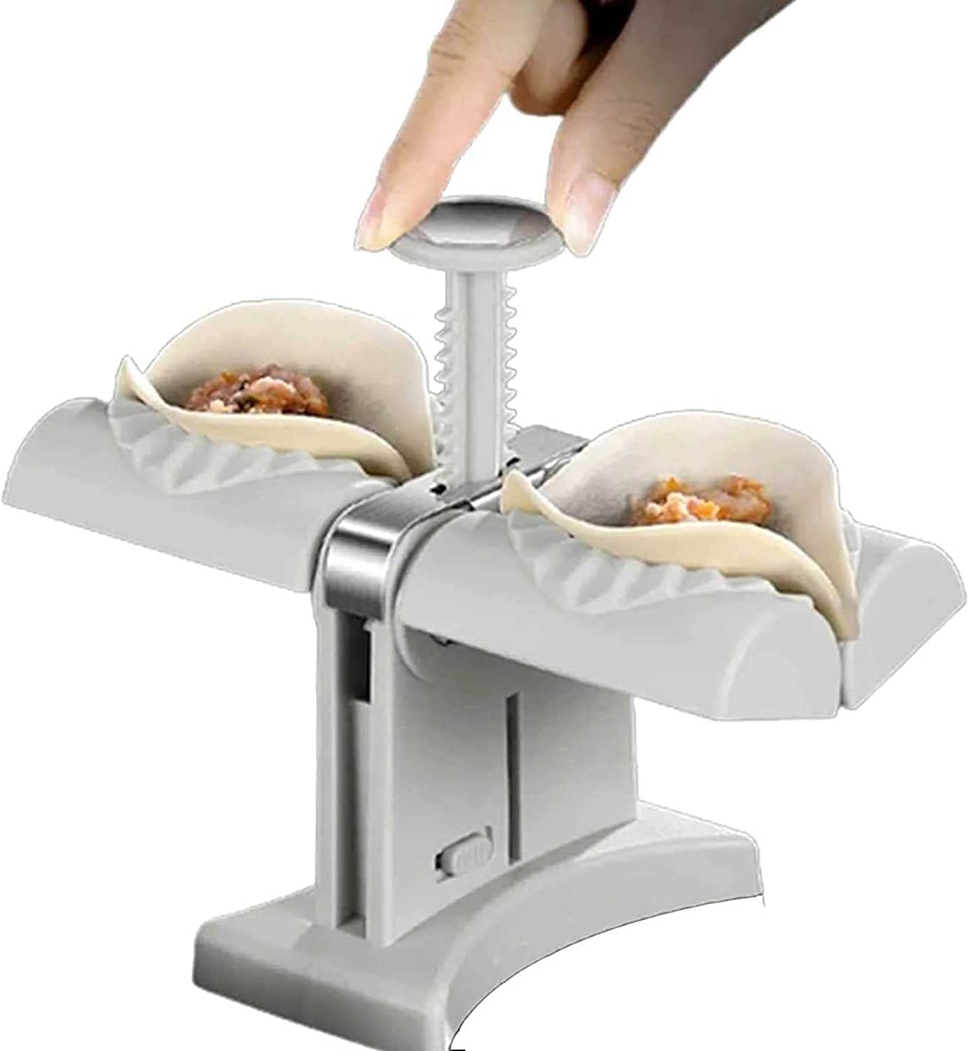 RHARU Stainless Steel Manual Pasta Maker & Dumpling Machine - Double Head Dumpling Maker for Home Kitchen & Restaurant Use | Perfect for Making Fresh Pasta, Wontons & Dumplings