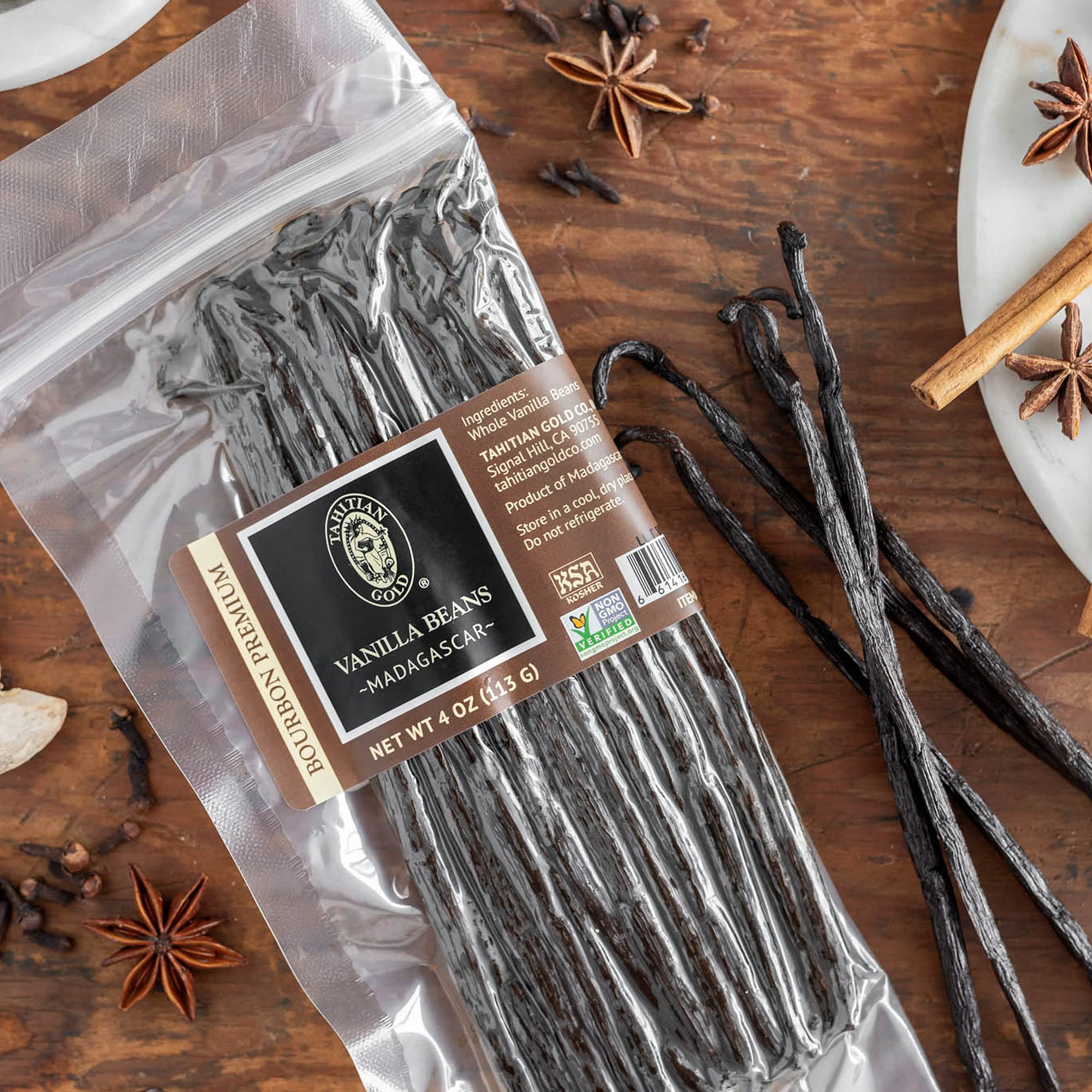 Premium Madagascar Bourbon Vanilla Beans - Tahitian Gold Gourmet Grade, Non-GMO Project Verified, 1 Pound Bag - Perfect for Baking, Desserts & Homemade Extracts