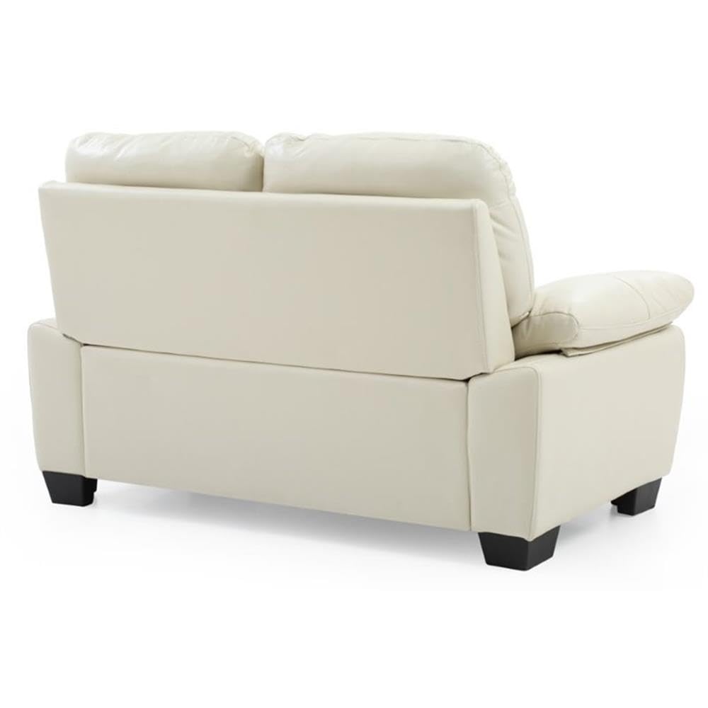 Glory Furniture Marta Faux Leather Loveseat in Pearl White - Modern Small Sofa for Living Room, Apartment & Office - Comfortable 2-Seater Couch with PU Leather Upholstery