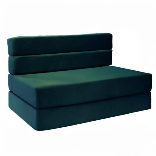 D&D Futon Furniture Folding Foam Mattress - Full Size Convertible Sofa Bed for Guest Room, Living Room & Small Spaces (Hunter Green) | Space-Saving Multi-Functional Sleeper Chair with Comfortable Foam Support