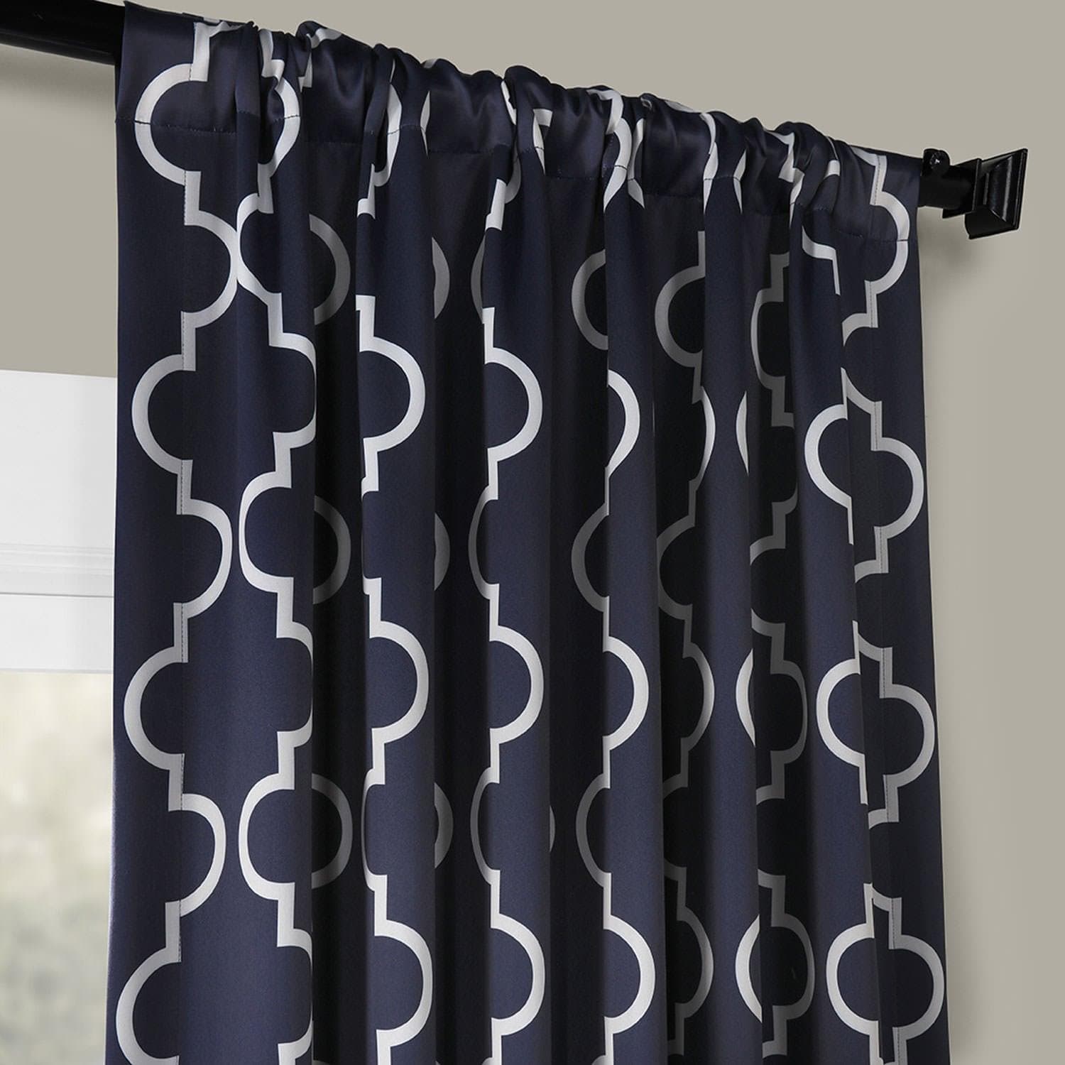 Seville Navy Geometric Blackout Curtains for Bedroom - Modern Window Treatment for Light Blocking & Privacy - Perfect for Home, Office, Nursery & Dorm Room