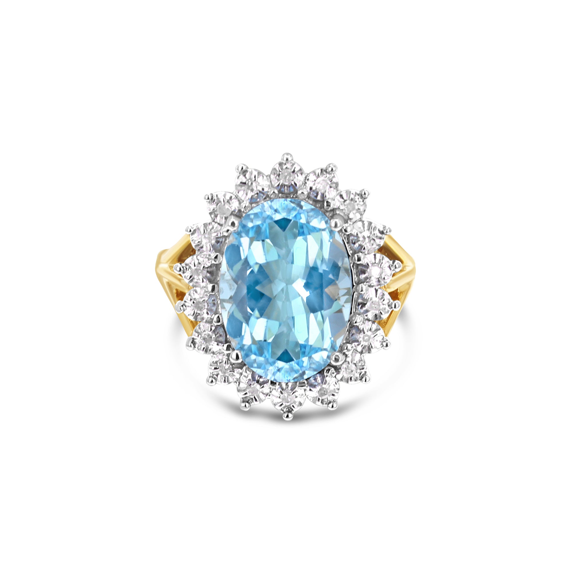 7 Carat Blue Topaz Diamond Halo Engagement Ring - Elegant Wedding Proposal Jewelry for Her, Perfect Anniversary Gift & Promise Ring