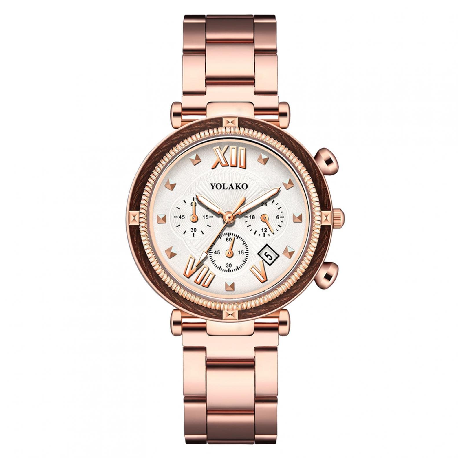 POTO Women's Stainless Steel Analog Quartz Watch - Elegant Dress Wristwatch for Ladies | Perfect for Office, Party & Everyday Wear