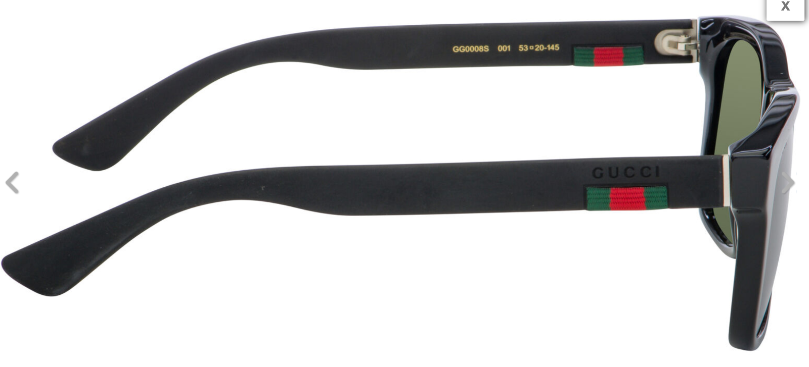 Gucci GG 0008 S 001 Black/Green Men's Rectangle Sunglasses | Luxury Designer Shades for Men | Perfect for Outdoor Activities, Beach & Driving