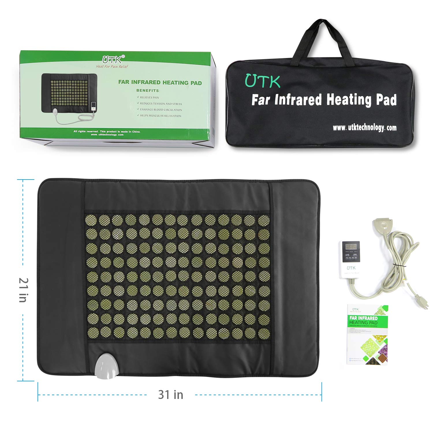UTK Jade Far Infrared Heating Pad for Back Pain Relief - Medium Size 21