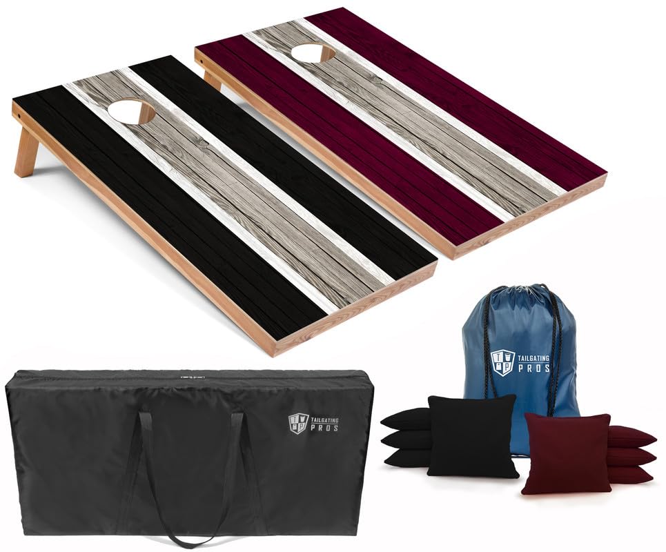 Premium Striped LED Cornhole Board Set with Built-in Lights - 4'x2' Regulation Size, Multicolor LED Lights, 8 Bean Bags & Carrying Case - Perfect for Tailgating, Backyard Parties, and Outdoor Game Nights