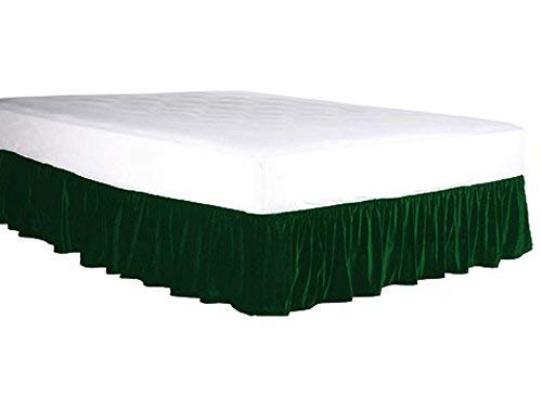 Elastic Wrap Around Velvet Bed Skirt - Dust Ruffle Valance for Queen Size Bed (14