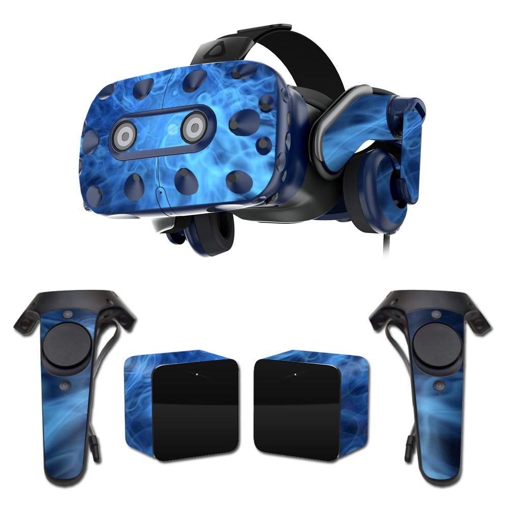 MightySkins Vinyl Decal Wrap Cover for HTC Vive Pro VR Headset - Blue Mystic Flames Design | Protective & Durable Skin | Easy to Apply & Remove | Made in USA | Perfect for Gaming, VR Enthusiasts & Customization Lovers