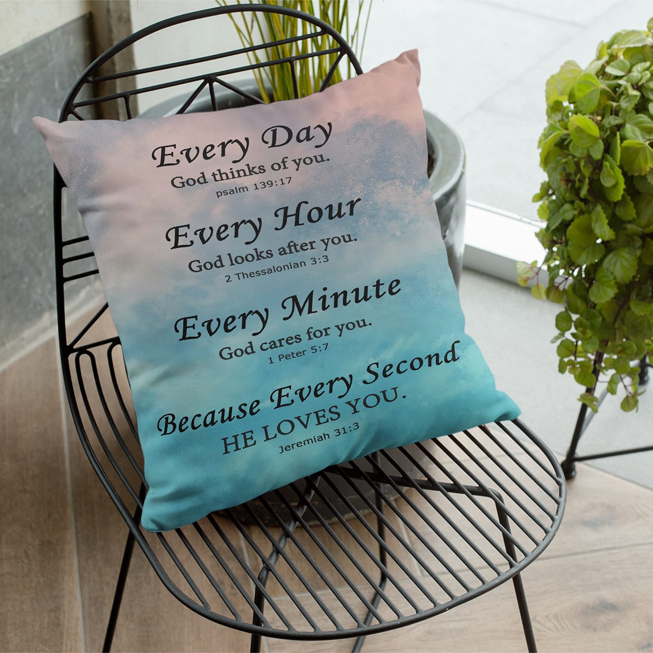 Inspirational Bible Verse Pillow Covers 18x18 Inch - Religious Home Decor Square Throw Pillow Cases for Sofa, Bed, Car - Perfect Christian Gift for Women & Men