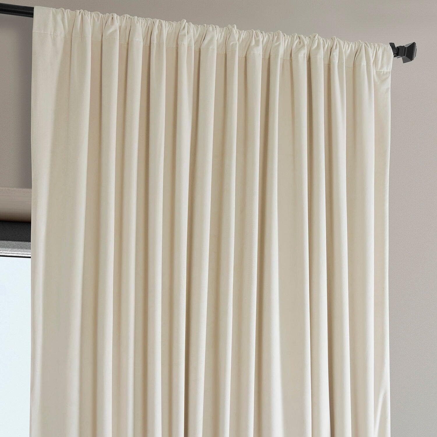 Extra Wide Signature Plush Velvet Blackout Curtains for Bedroom & Living Room - Diva Cream Hotel Collection - Noise Reducing & Light Blocking Window Drapes