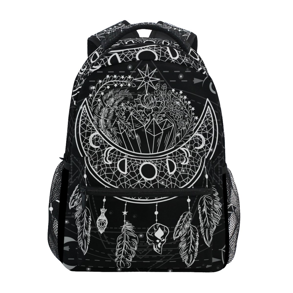 Moon Dream Catcher Backpack with Feathers & Flowers - Lightweight Casual School Backpack for Women, Girls & Teens - Perfect for College, Travel & Everyday Use