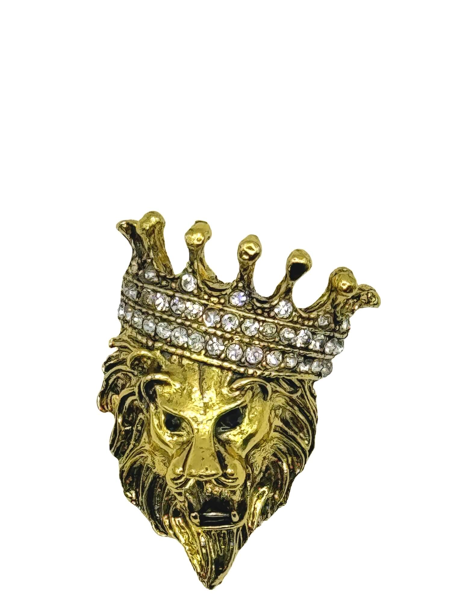 DÉCLIC Crowned Lion Pin - Gold Plated Brooch for Women - Elegant Jewelry Gift for Special Occasions, Parties, and Formal Events