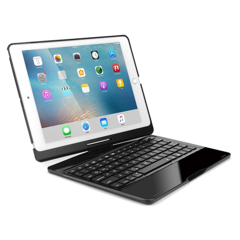 TechCode 7-Color Backlit Wireless Bluetooth Keyboard Case for iPad Air 10.5 (3rd Gen) - 360° Rotating Folio Cover with Auto Sleep/Wake | Slim Protective Keyboard Case for Work, Study & Travel (Black)
