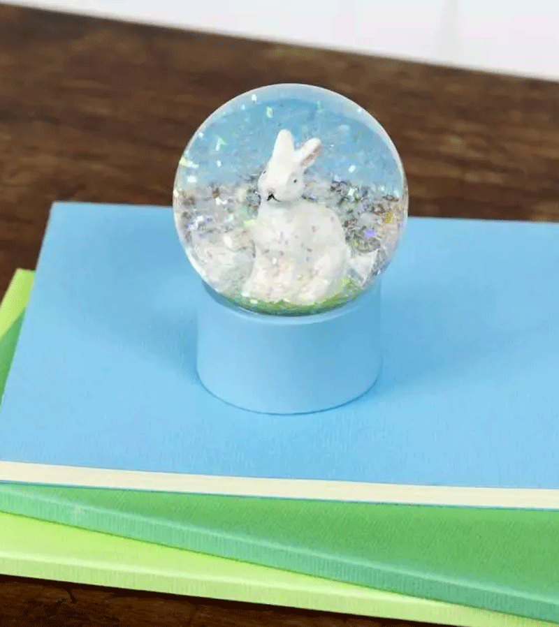Rex London Bunny Mini Glitter Snow Globe - Cute Animal Collectible Home Decor for Easter, Christmas & Gift Giving | Perfect for Nursery, Desk Display & Holiday Decorations