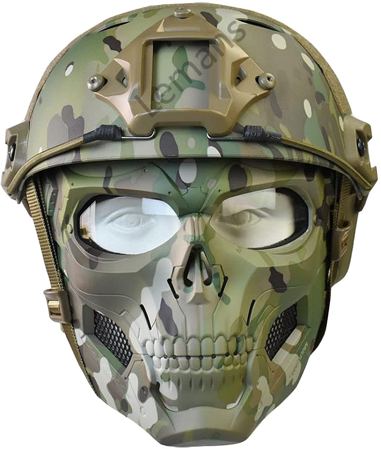 Tactical Airsoft Helmet with Adjustable Skull Mask - Lightweight & Durable for Airsoft Games, Military Simulation & Outdoor Sports
