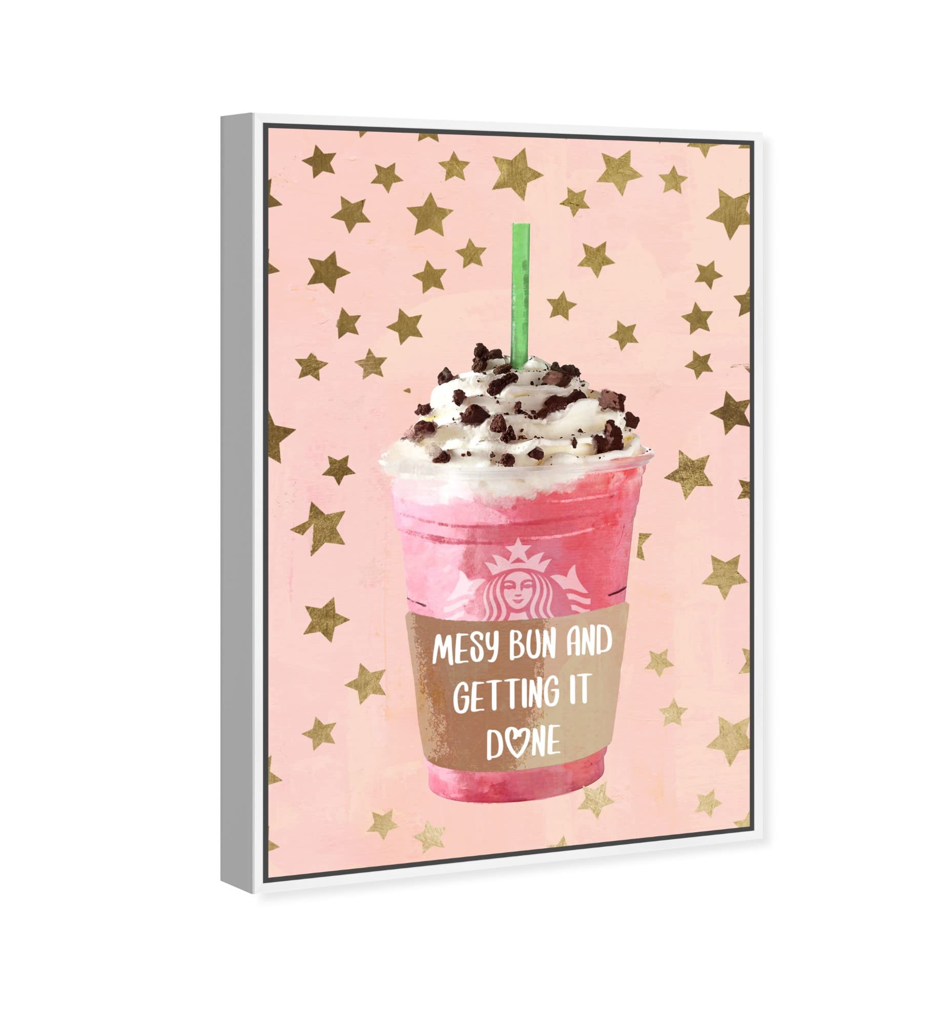 Oliver Gal Artist Co. 'Star Bright Drink' Framed Canvas Wall Art - Bar & Coffee Shop Decor, Perfect for Home, Office, or Restaurant Ambiance