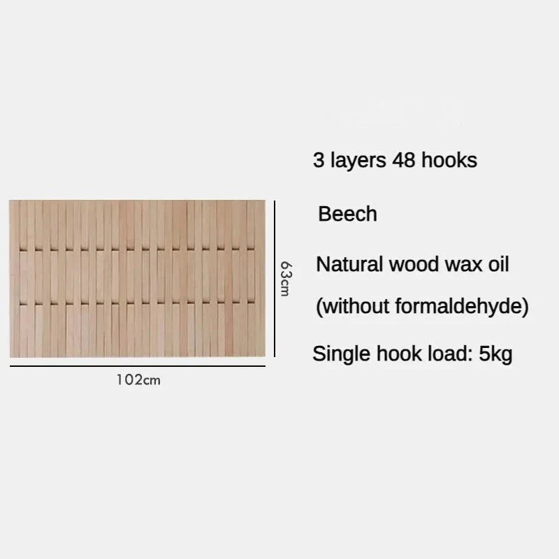 Beech Wood Wall Mounted Coat Rack - Elegant Piano Design Entryway Organizer for Hats, Scarves & Keys - Perfect for Hallway, Bedroom or Office Decor