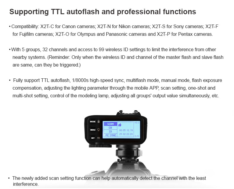 X2T Canon Wireless Transmitter for Camera - High-Speed 2.4GHz Remote Shutter Release for DSLR Photography | Perfect for Wildlife, Wedding & Studio Shooting