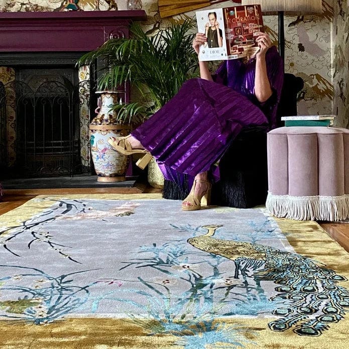 Chinese Garden of Virtue Hand Tufted Wool Rug - Traditional Oriental Floral Design - Pre Order Now for Home Decor, Living Room, Bedroom & Office