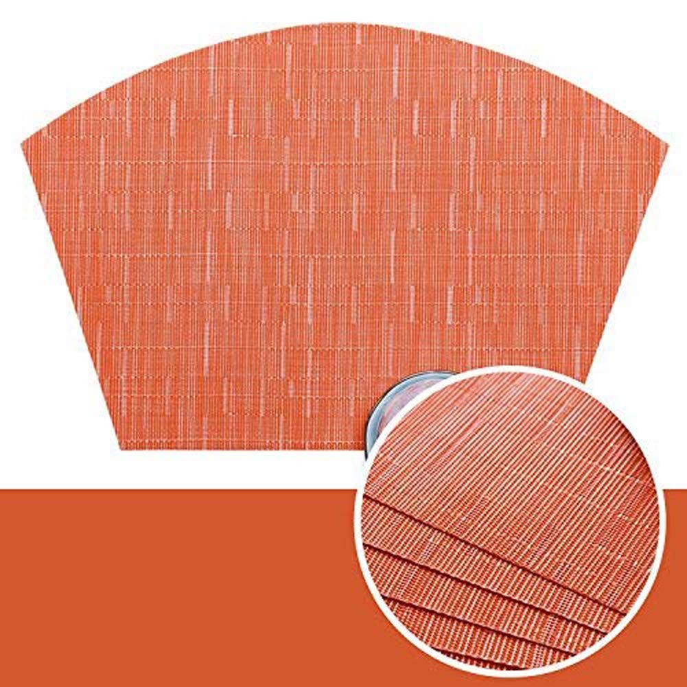 Premium Woven Vinyl Wedge Placemats Set - 1 Round Centerpiece + 6 Wedge Placemats, Heat Resistant & Easy Clean Table Mats for Dining Room Decor, Orange - Perfect for Holiday Dinners, Family Gatherings & Formal Dining Settings