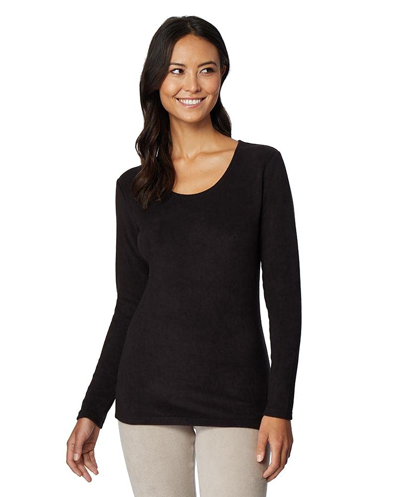 32 Degrees Heat Women's Heavyweight Baselayer Crew Neck Long Sleeve Fleece Top - Warm Thermal Underwear for Cold Weather, Winter Workouts & Outdoor Activities