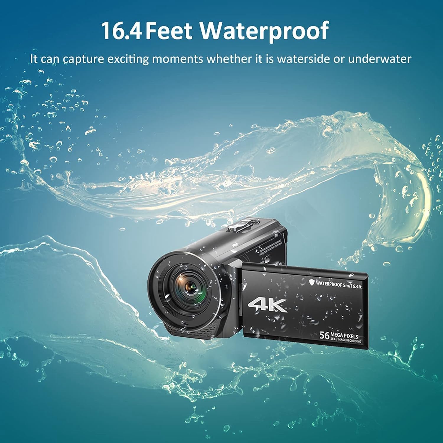 4K Ultra HD 56MP 30FPS Waterproof Digital Camcorder - Komdndht Portable Video Camera for Vlogging, Travel & Outdoor Adventures