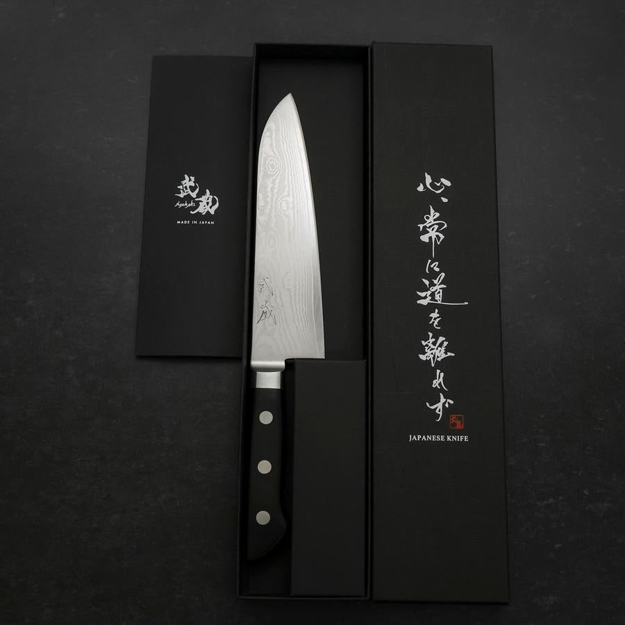 Premium Santoku Knife 7 Inch - VG-10 Damascus Steel Blade with Black Cherry Wood Handle - Perfect for Slicing, Dicing & Chopping Vegetables, Meat & Fish