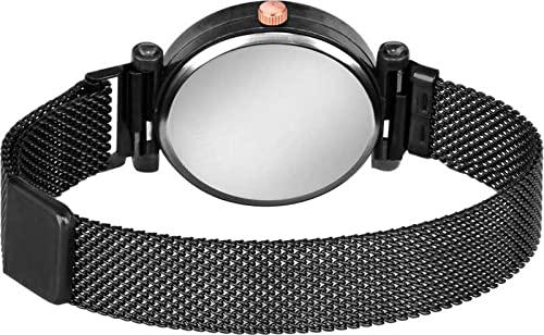 R1O Analog Diamond Studded Magnetic Watch for Women & Girls - Super Dial with Heart Bracelet Gift - Elegant & Stylish Timepiece for Daily Wear, Parties & Special Occasions (Cosmic)