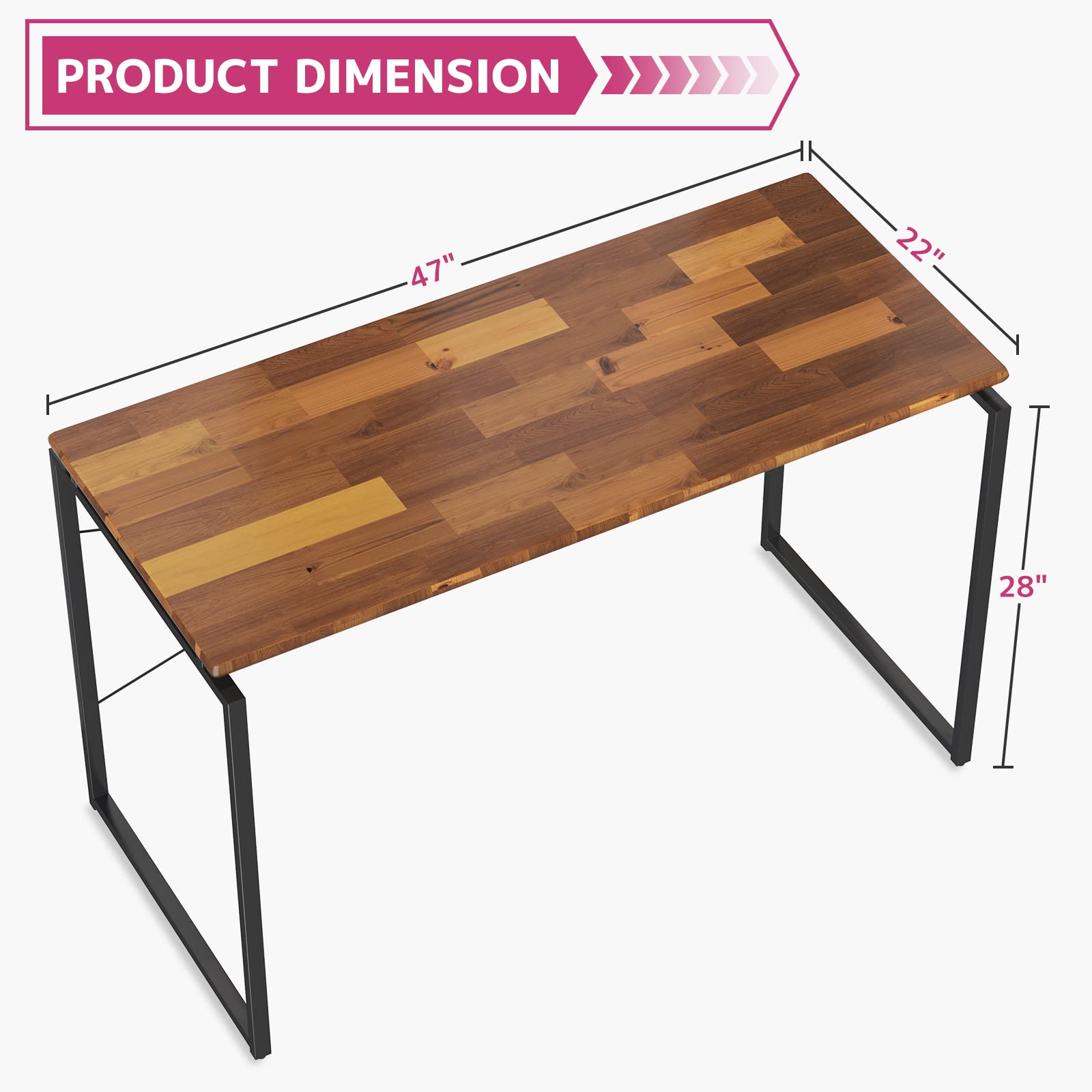 Acme Jurgen Oak & Black Wooden Rectangle Writing Desk - Perfect for Home Office, Study & Workspace