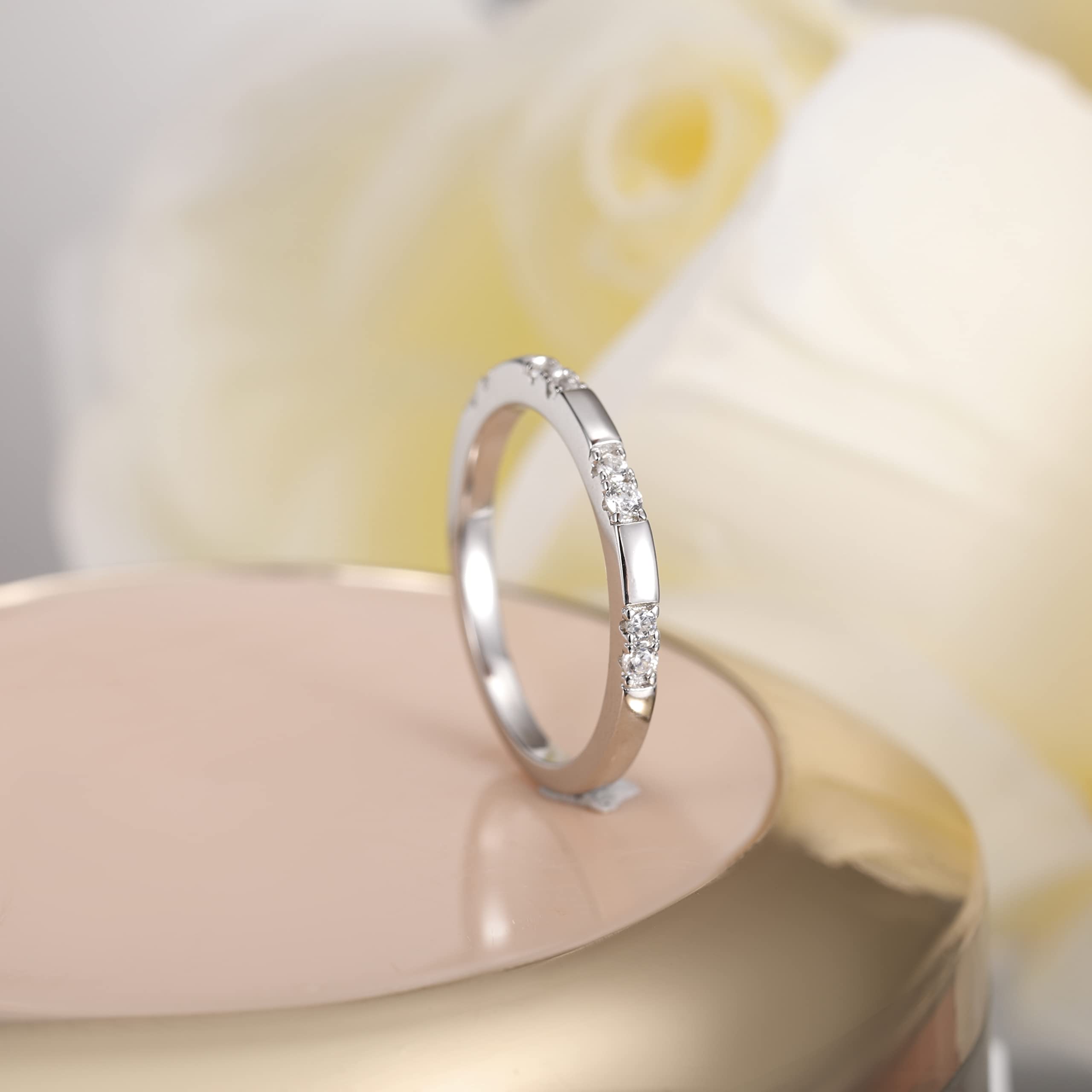 925 Sterling Silver Women's Wedding Band Ring - V-Shaped Heartbeat Design with Cubic Zirconia, Thin Stackable Comfort Fit (Size 4-12) | Elegant Engagement & Anniversary Gift for Her | Perfect for Everyday Wear, Special Occasions and Stacking with Other Rings