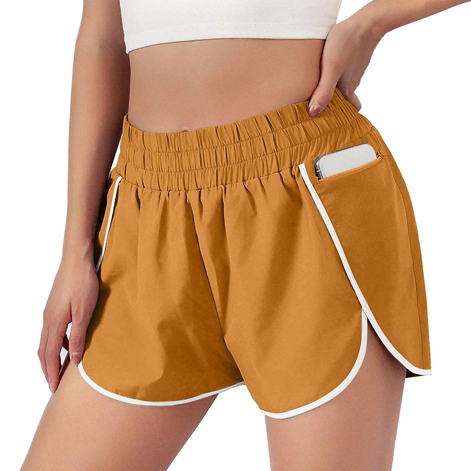 Women's Elastic Waist Shorts with Pockets - Casual Wide Leg Sport Shorts for Summer Outings