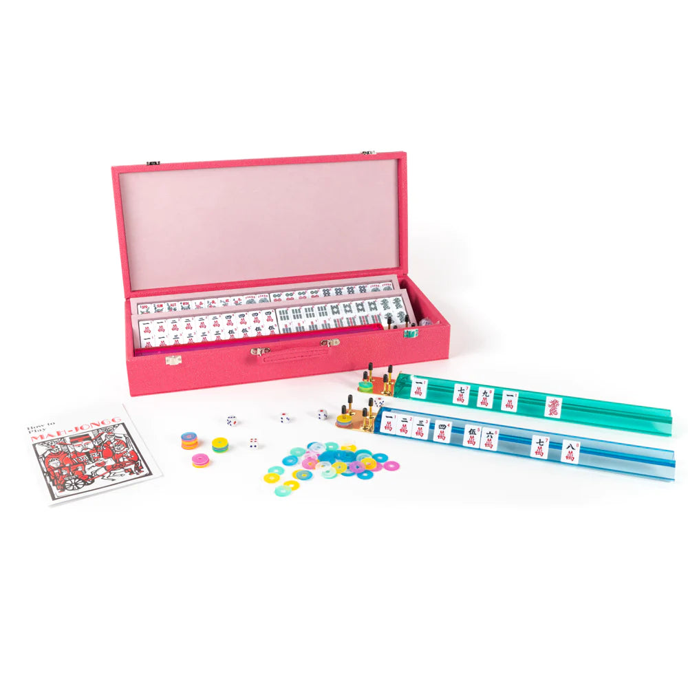 Premium Onyx Mahjong Set - 144 Tiles with Carved Chinese Characters & Numbers - Perfect for Family Game Nights, Gifts, and Collectors