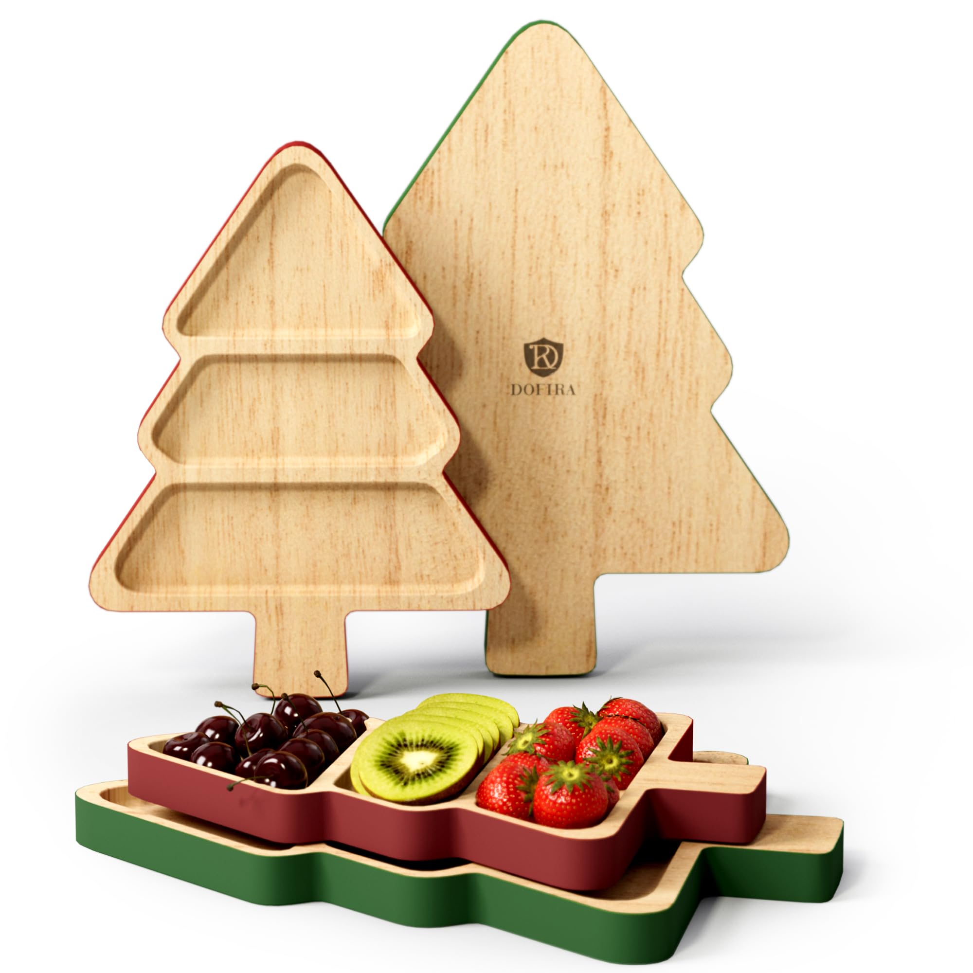2-Piece Wooden Christmas Tree Shaped Serving Platter Set - Charcuterie Board for Cheese, Snacks & Desserts | Holiday Appetizer Tray with Gift Box - Perfect for Christmas Parties, Family Gatherings & Festive Entertaining